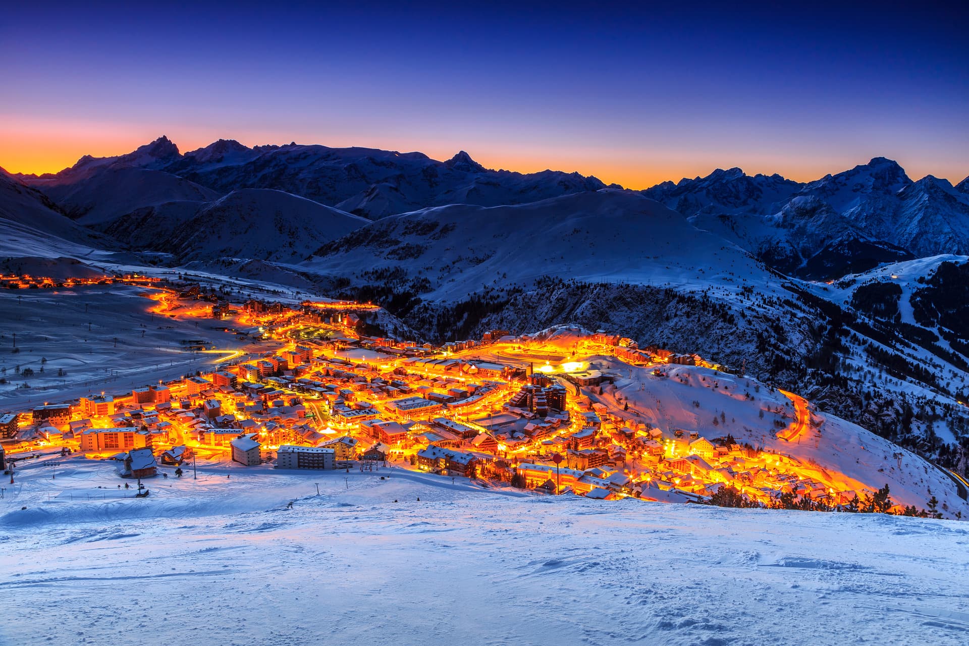 Alpe D'huez from afar at night