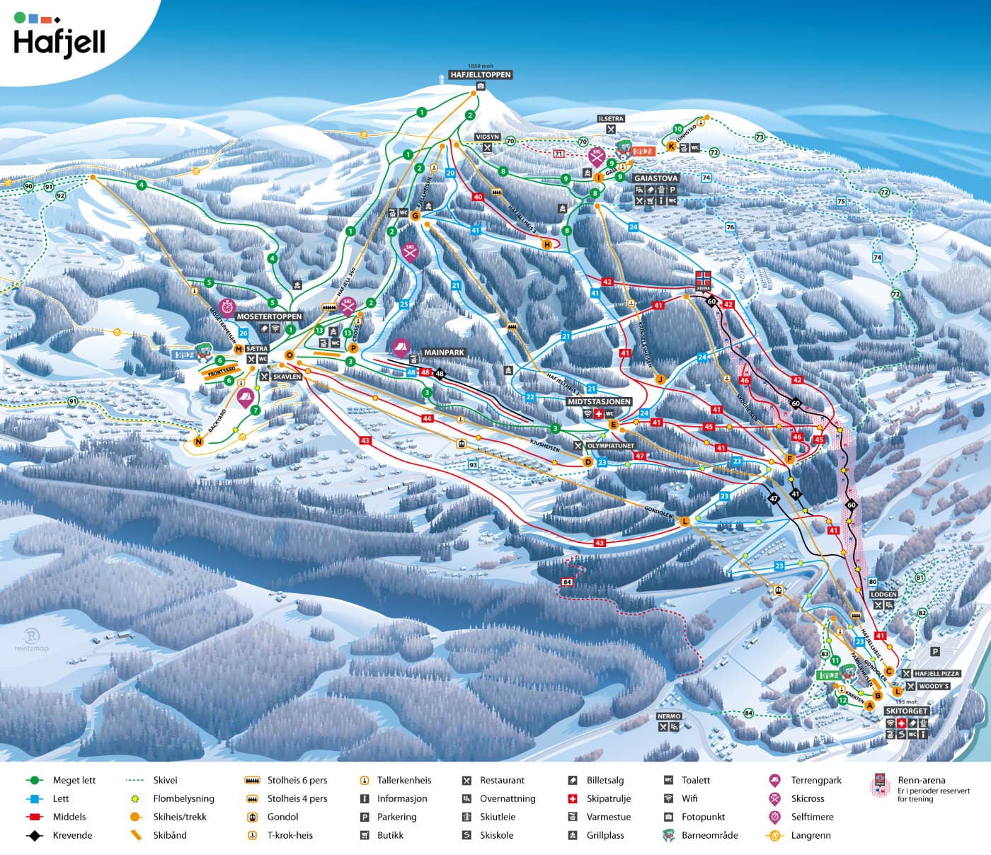 Hafjell ski map
