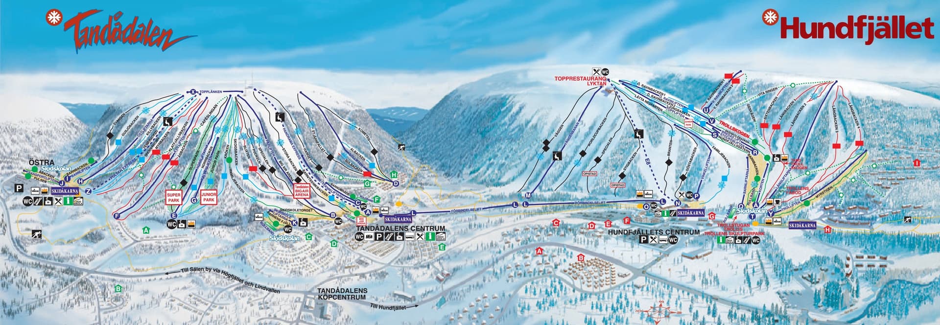 Tandadalen/Hundfjallet ski map